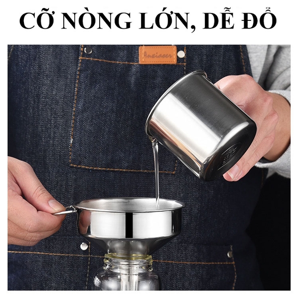 Phễu rót chiết chất rượu/ Dầu/ Mật Ong/ chất lỏng, chất liệu Inox 304 cao cấp - HVL TEA