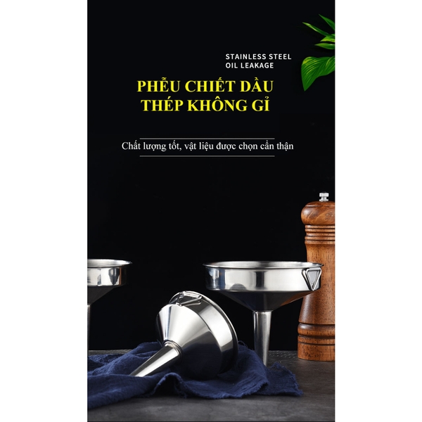 Phễu rót chiết chất rượu/ Dầu/ Mật Ong/ chất lỏng, chất liệu Inox 304 cao cấp - HVL TEA