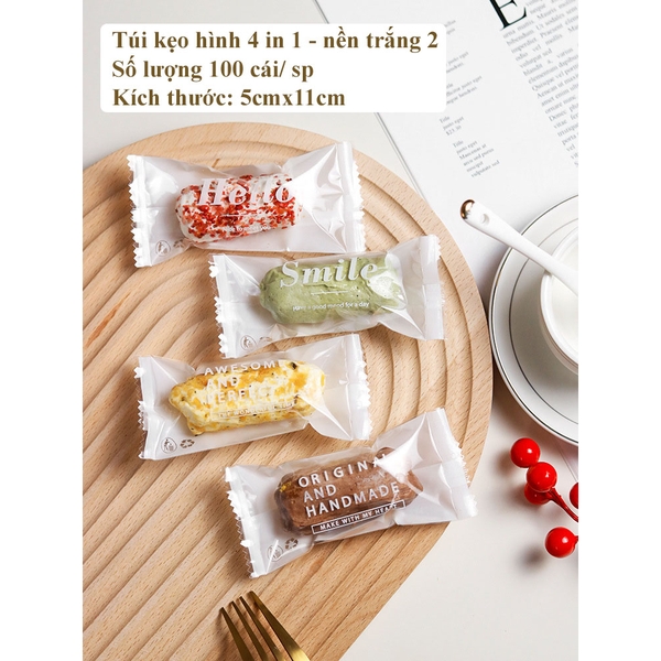 Bao bì đựng kẹo,200 Túi Bao Bì/ Túi OPP Mờ, Hàn Miệng