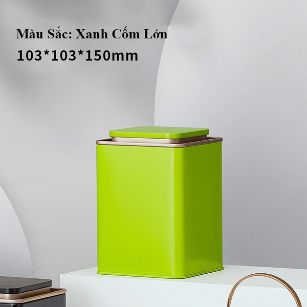 [Mã SGBAU30 ] Hộp trà thiếc vuông cổ thấp - HVL TEA