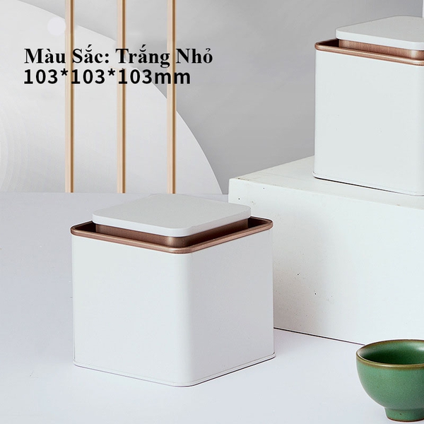 [Mã SGBAU30 ] Hộp trà thiếc vuông cổ thấp - HVL TEA
