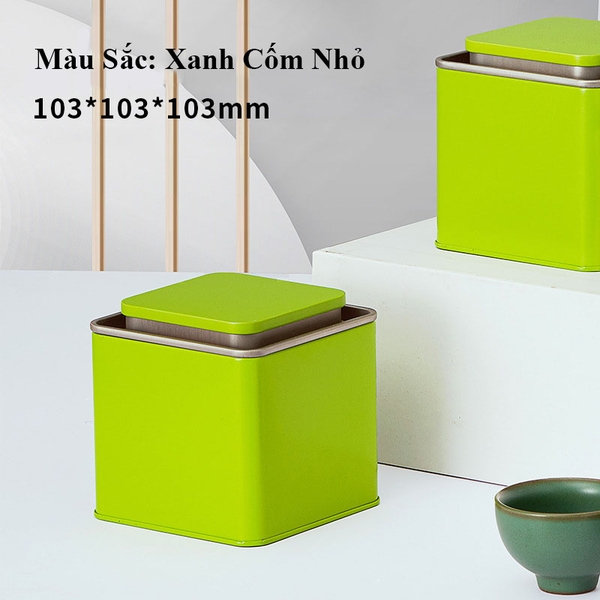 [Mã SGBAU30 ] Hộp trà thiếc vuông cổ thấp - HVL TEA