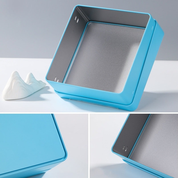 Hộp trà thiếc Vuông Ngang 16.5x16.5x6.5cm - HVL TEA