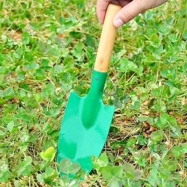 Xẻng Trồng Cây Cán Gỗ Cầm Tay 26cm Siêu Bén Super Farmer