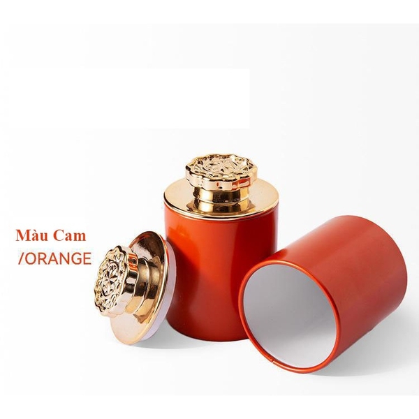 Lon trà thiếc nhỏ có nắp kim cương hoa mận kích thước 48x70mm - HVL TEA