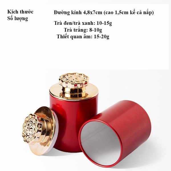 Lon trà thiếc nhỏ có nắp kim cương hoa mận kích thước 48x70mm - HVL TEA