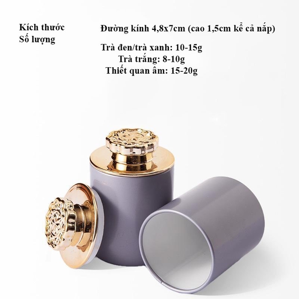 Lon trà thiếc nhỏ có nắp kim cương hoa mận kích thước 48x70mm - HVL TEA