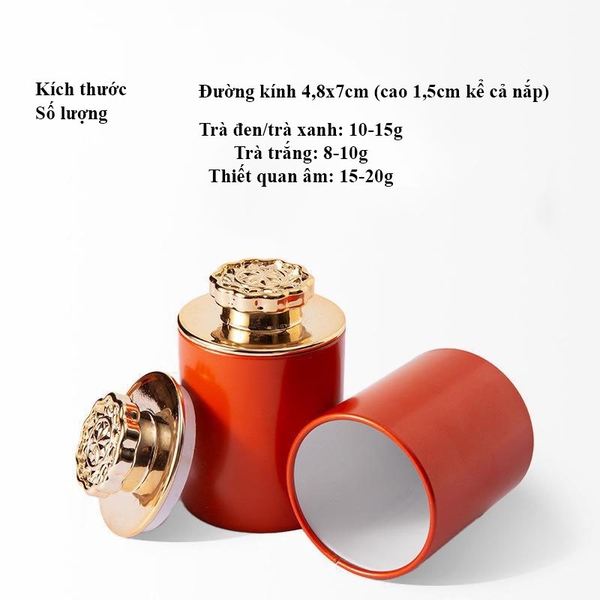 Lon trà thiếc nhỏ có nắp kim cương hoa mận kích thước 48x70mm - HVL TEA