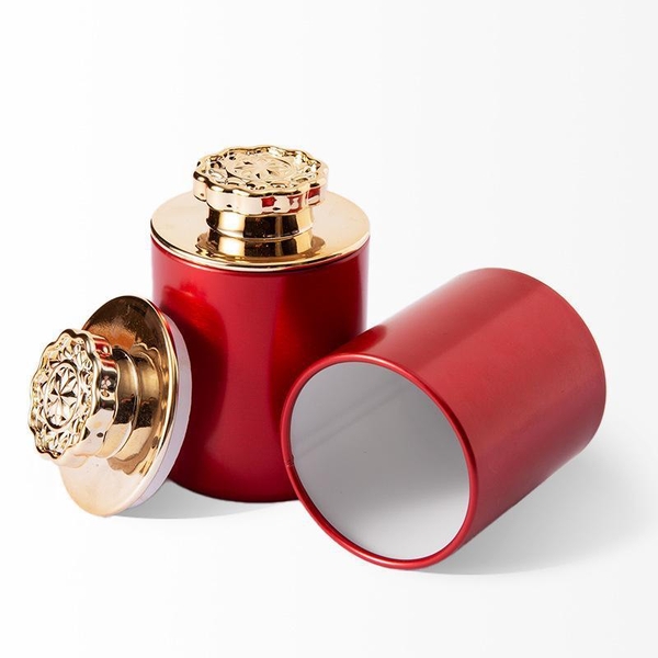 Lon trà thiếc nhỏ có nắp kim cương hoa mận kích thước 48x70mm - HVL TEA