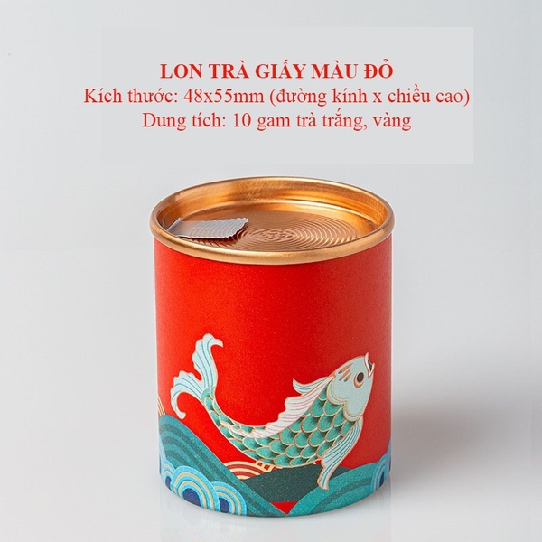 Lon đựng trà mini đựng trà nắp xé họa tiết cá KOI - HVL TEA