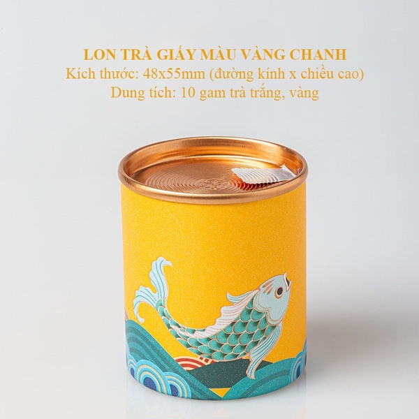 Lon đựng trà mini đựng trà nắp xé họa tiết cá KOI - HVL TEA