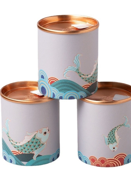 Lon đựng trà mini đựng trà nắp xé họa tiết cá KOI - HVL TEA