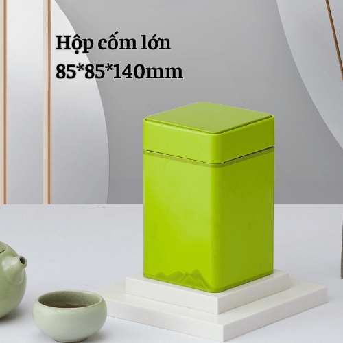 Hộp Trà Thiếc Vuông HT47 Họa Tiết Núi Non Sóng - Sang Trọng & Tinh Tế HVL