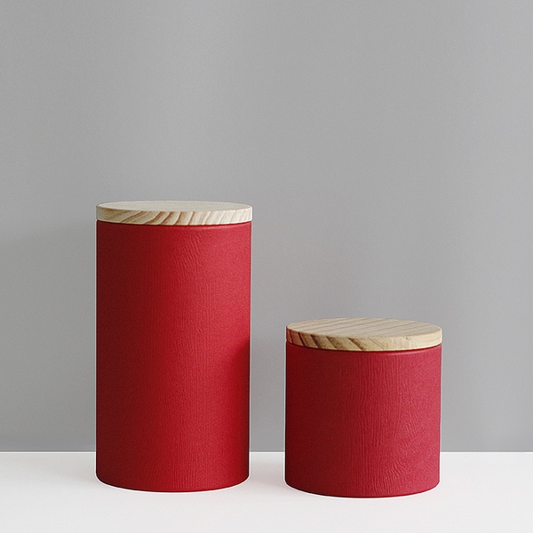 Hộp trà giấy kraft tròn nắp gỗ mẫu mới - HVL TEA