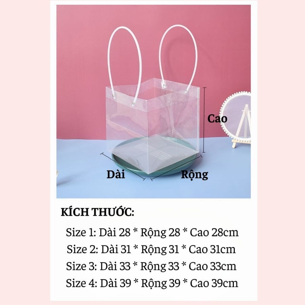 Túi vuông trong suốt quai nhựa