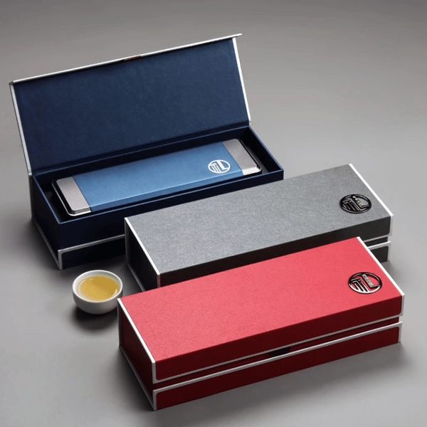 Bộ hộp trà thiếc đựng trà hình chữ nhật dài kèm túi cao cấp - HVL TEA