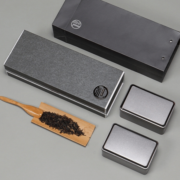 Bộ hộp trà thiếc đựng trà hình chữ nhật dài kèm túi cao cấp - HVL TEA