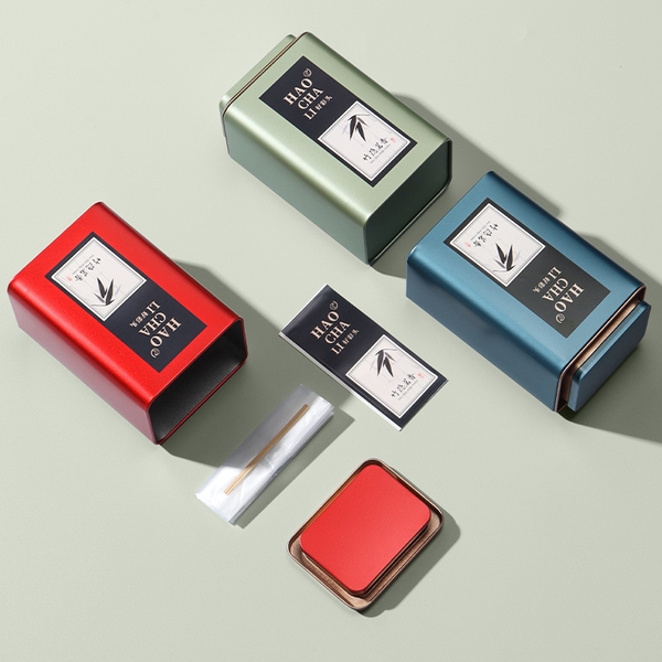 Bộ hộp trà thiếc họa tiết lá trúc kèm túi quà tặng cao cấp - HVL TEA