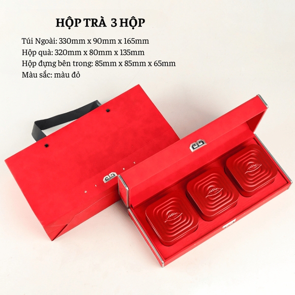 Bộ hộp trà nắp khóa hoa văn kèm túi quà tặng cao cấp - HVL TEA