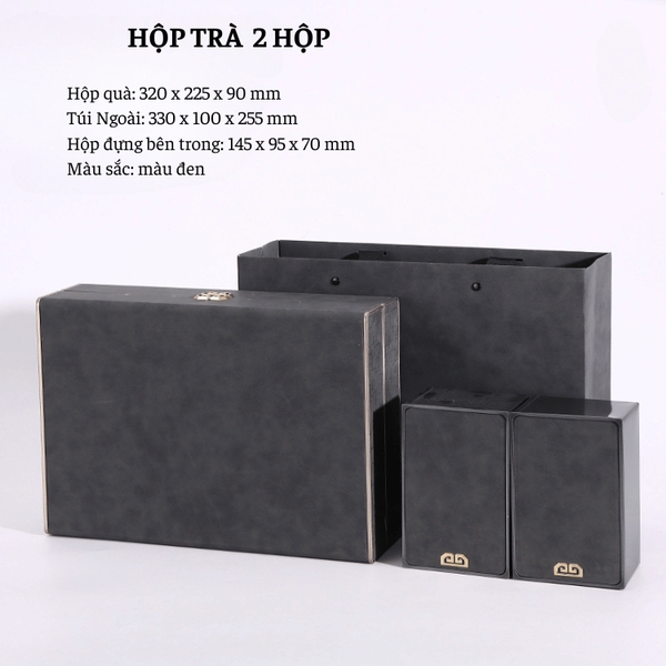 Bộ hộp trà nắp khóa hoa văn kèm túi quà tặng cao cấp - HVL TEA