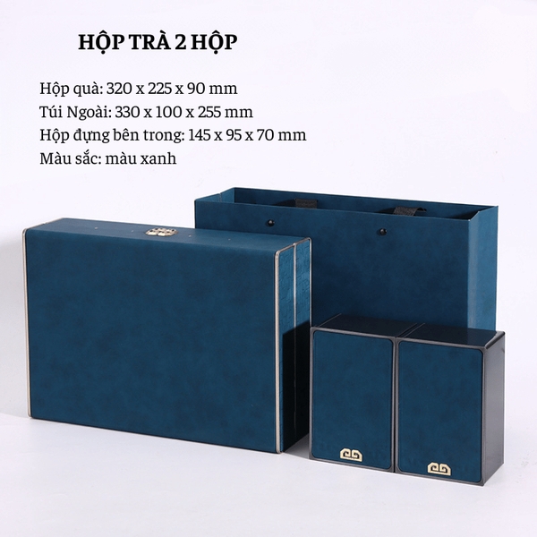 Bộ hộp trà nắp khóa hoa văn kèm túi quà tặng cao cấp - HVL TEA