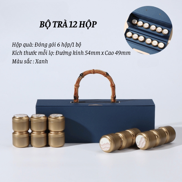 Bộ hộp trà hình chữ nhật lon trà nhỏ quà tặng cao cấp - HVL TEA