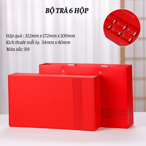 Bộ hộp trà hình chữ nhật lon trà nhỏ quà tặng cao cấp - HVL TEA