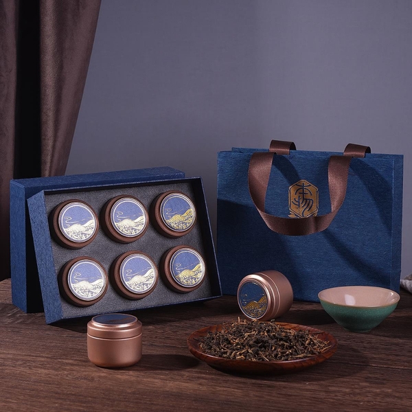 Túi đựng bộ 2,3,4,6 hộp mini đựng trà, nến bằng thiếc nhiều màu sắc - HVL TEA
