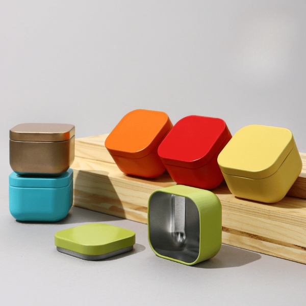 Lon trà thiếc vuông mini nhiều màu sắc mẫu mới - HVL TEA