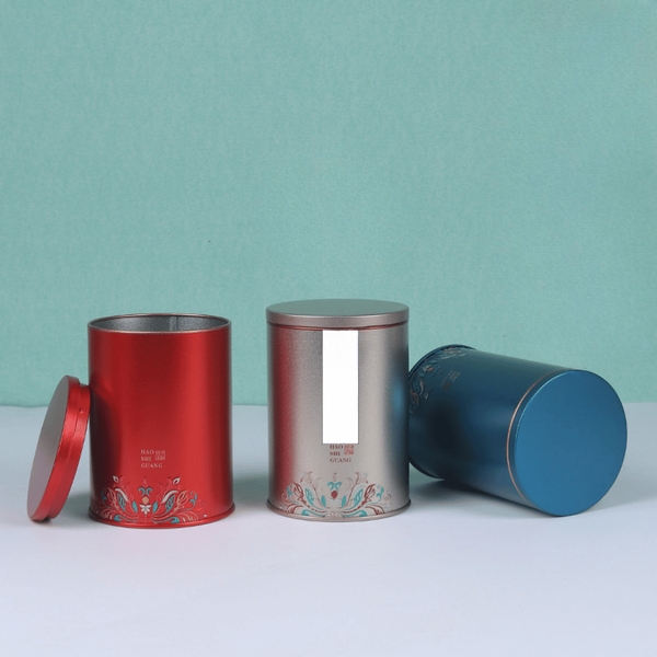 Hộp trà thiếc hình trụ tròn hoạ tiết hoa văn mẫu mới - HVL TEA