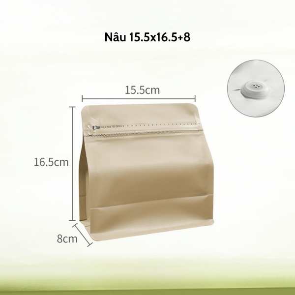 Túi kraft nhôm niêm phong có van khí mẫu mới - HVL TEA