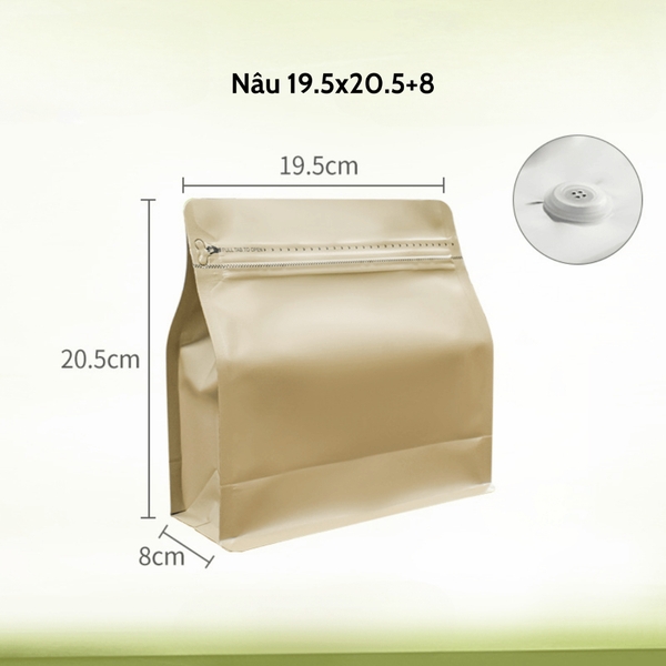 Túi kraft nhôm niêm phong có van khí mẫu mới - HVL TEA