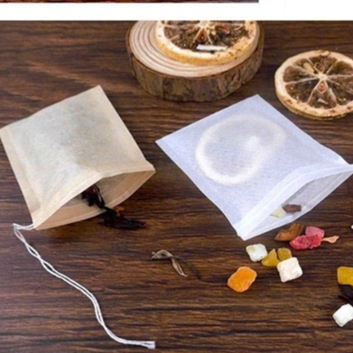 Combo 100 Túi lọc trà giấy màu gỗ, có dây rút, nhiều kích thước - HVL