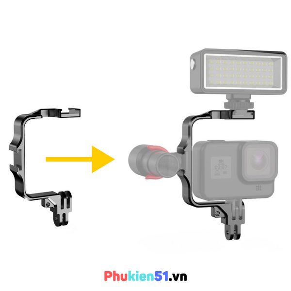 Ngàm hợp kim CNC hỗ trợ gắn mic đèn phụ kiện ActionCam Gopro