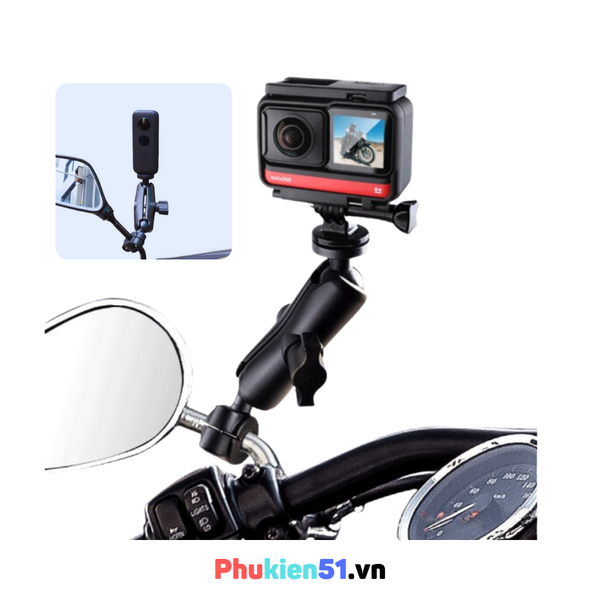 Giá đỡ gắn Actioncam thân kính xe máy, tựa đầu oto xoay 360 độ dễ dàng