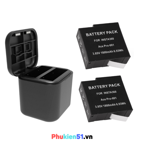 Hộp sạc và Pin Insta360 Ace Ace Pro dung lượng cao thay thế pin theo máy