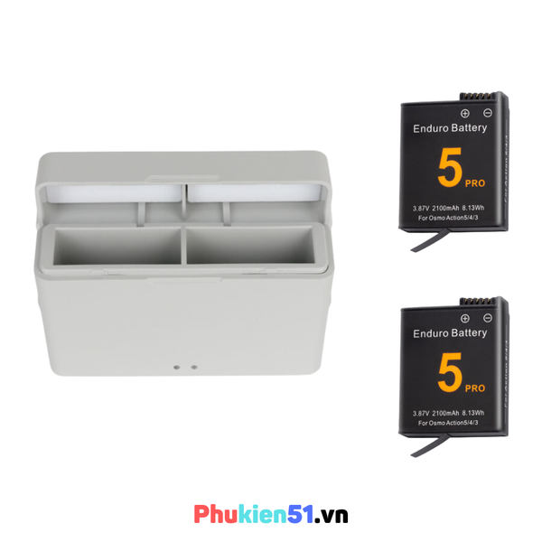 Pin 2100mAh cho Action 5 Pro 4 3 thay thế và Hộp sạc pin có đèn báo tiện lợi