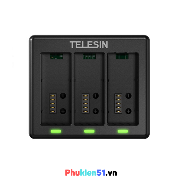 Dock sạc Telesin Gopro 13 Balck 3 khe sạc pin có đèn báo