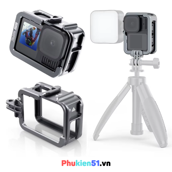 Khung hợp kim nhôm Gopro 13 12 11 10 9 Black hỗ trợ ngàm nam châm Gopro cực tốt