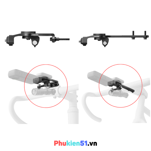 Phụ kiện gắn Ghi đông xe đạp gắn Insta360 X4 X3 X2 tích hợp đồng hồ  dễ dàng chắc chắn