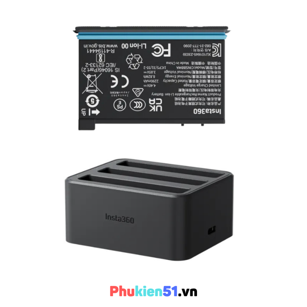 Pin và Dock sạc chính hãng Insta360 One X4 dung lượng 2290mAh sạc nhanh PD  - Chính Hãng
