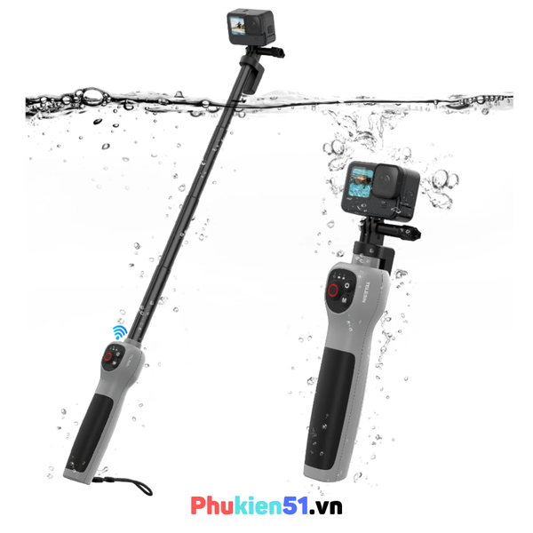 Gậy 85cm kiêm Remote Bluetooth cho Gopro 13 12 11 10 9 8 Black chống nước bơi lặn biển tiện lợi