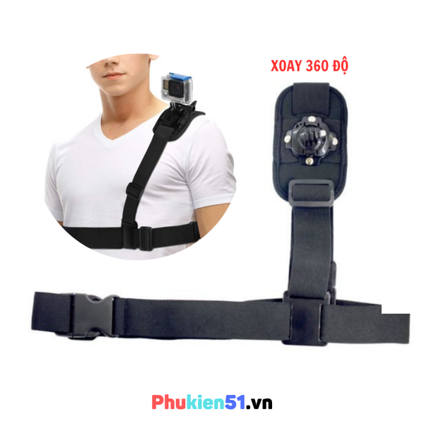 Đai đeo vai gắn Gopro, Actioncam co giãn đa chiều chắc chắn