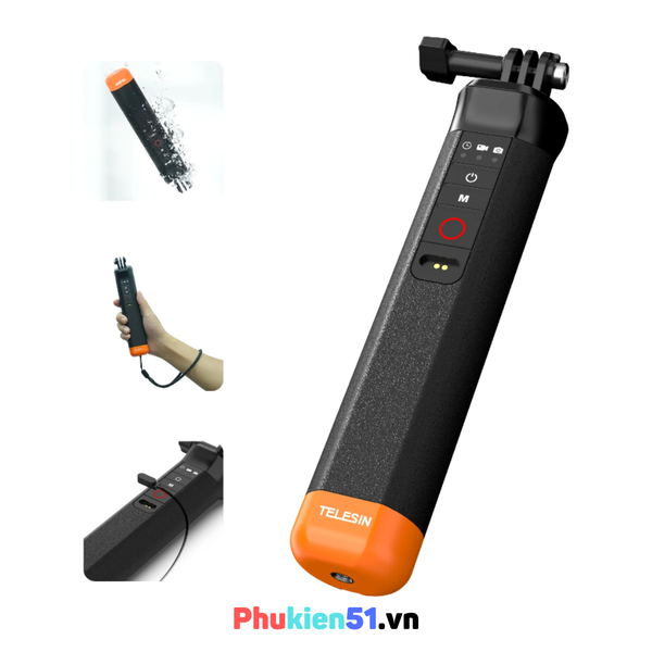 Tay cầm phao kiêm Remote bluetooth Gopro 13 12 11 10 9 8 Black hỗ trợ quay dưới nước