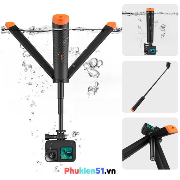 Tripod kiêm tay cầm phao kéo dài 61cm gắn Gopro, Insta360 Ace Pro, Osmo Action