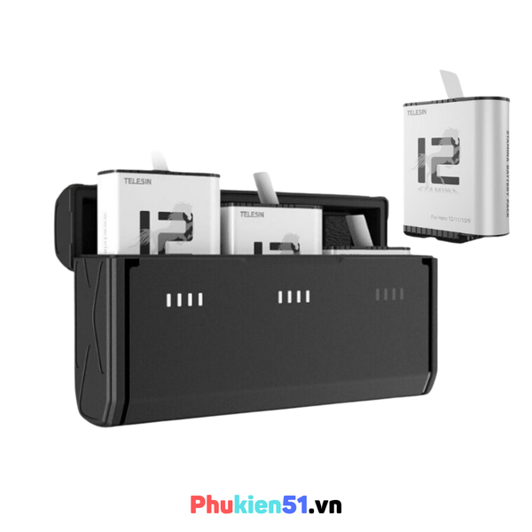 Pin Stamina và hộp sạc nhanh Gopro 12 11 10 9 Black thông minh