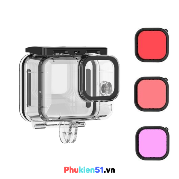 Khung Vỏ Chống Nước TELESIN Dành Cho Gopro Hero 13 12 11 10 9 Black