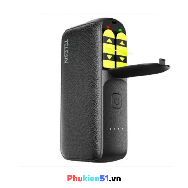 Sạc Dự Phòng Telesin Kiêm Sạc Pin Gopro 12 11 10 9 8 7 6 5 Black