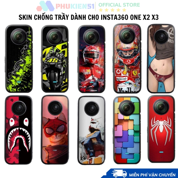Miếng dán PVC chống trầy xước cho Insta360 One X2 X3 -Skin dán mặt trước và sau cho camera