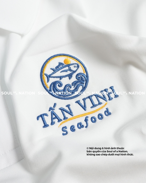 Dự án Áo Polo thêu theo yêu cầu Tấn Vinh seafood